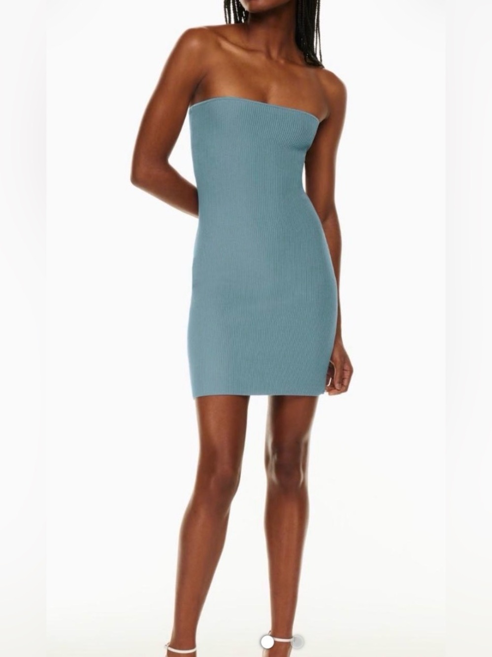 Babaton Sculpt Knit Tube Dress in blue size XL strapless bodycon new